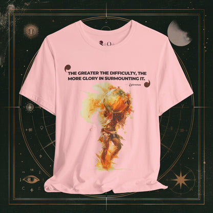 T-Shirt Pink / S Unisex -  Greater The Difficulty Atlas - Epictetus