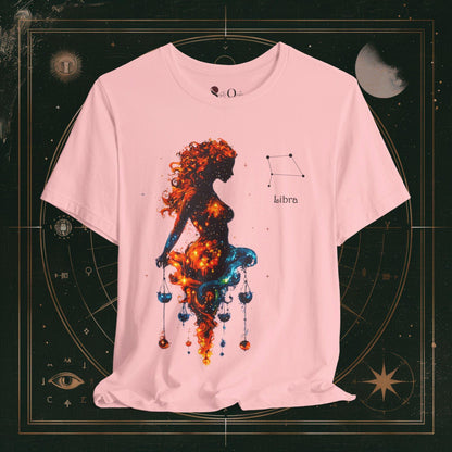 T-Shirt Pink / S Unisex -  Libra | Zodiac Line