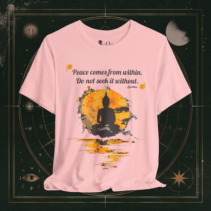 T-Shirt Pink / S Unisex -  Peace Within Buddha